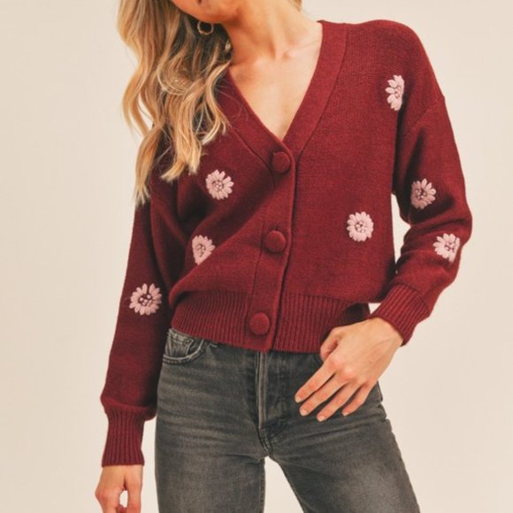 NWT Floral  Embroidered Cardigan Sweater - Picture 2 of 10